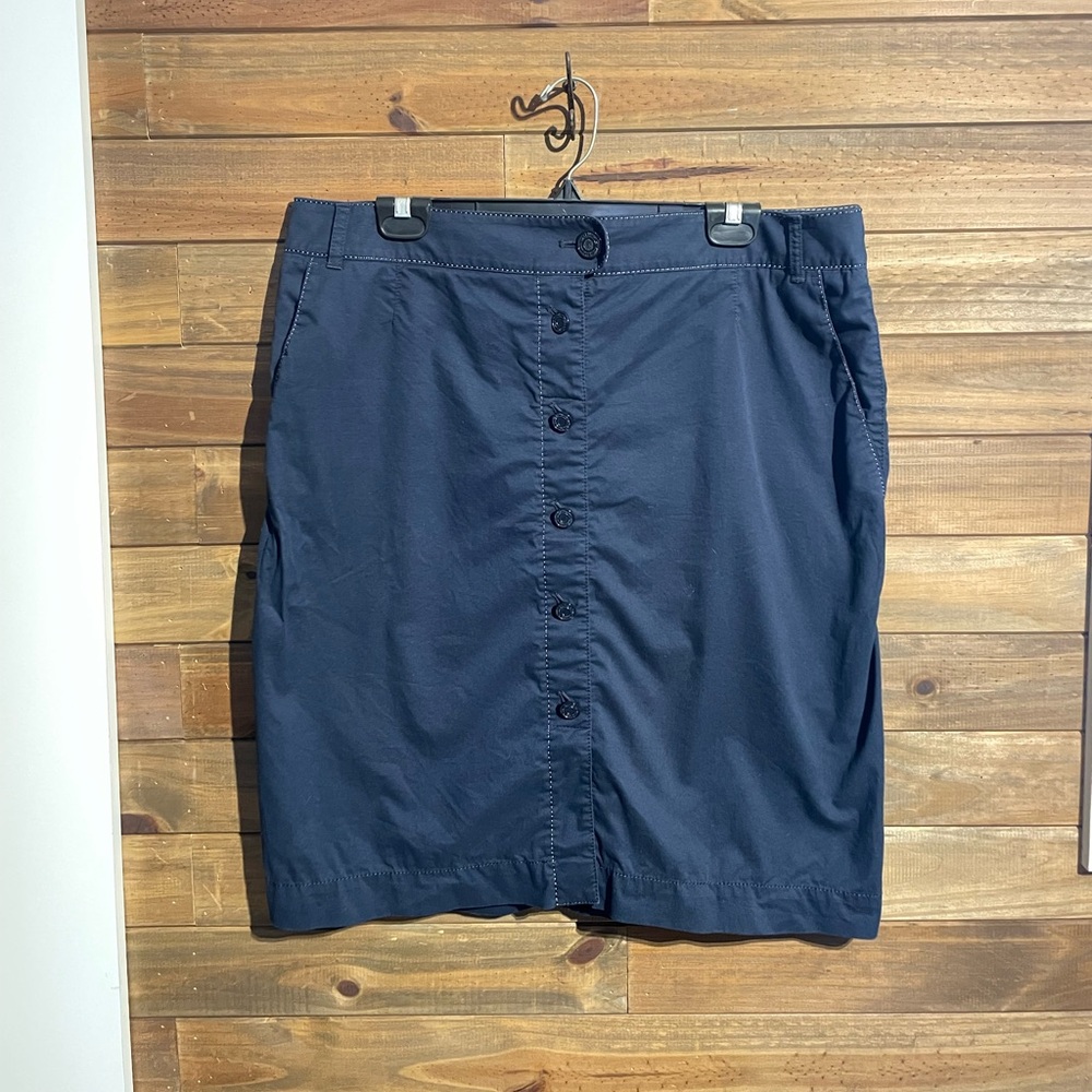 Elegant Navy Button-Down Pencil Skirt